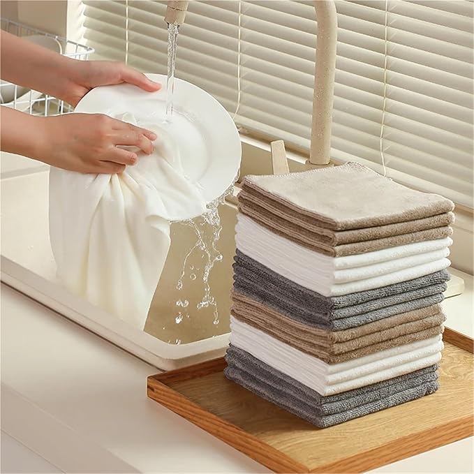 6/12 Pack Microfiber Cleaning Towels - Thickened Super Absorbent Cloths for Kitchen and Bathroom - Quick-Drying, Wet and Dry Use(Multi,30-30Cm-6Pcs)