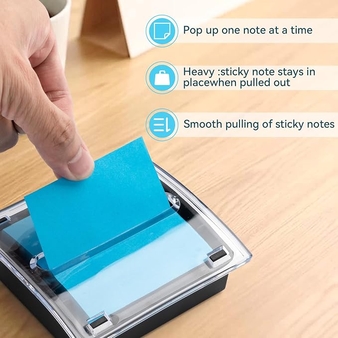 Acrylic Sticky Note Holder, 4 x 4 Inch Crystal Notepad Organizer Pop Up Notes Dispenser for Office Home Classroom Desk Supplies