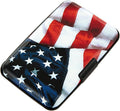 RFID Blocking Small Metal Credit Card Holder Wallet for Women Men Business Aluminum Protector Sleeves Slim Mini Cards Case (USA American Flag)