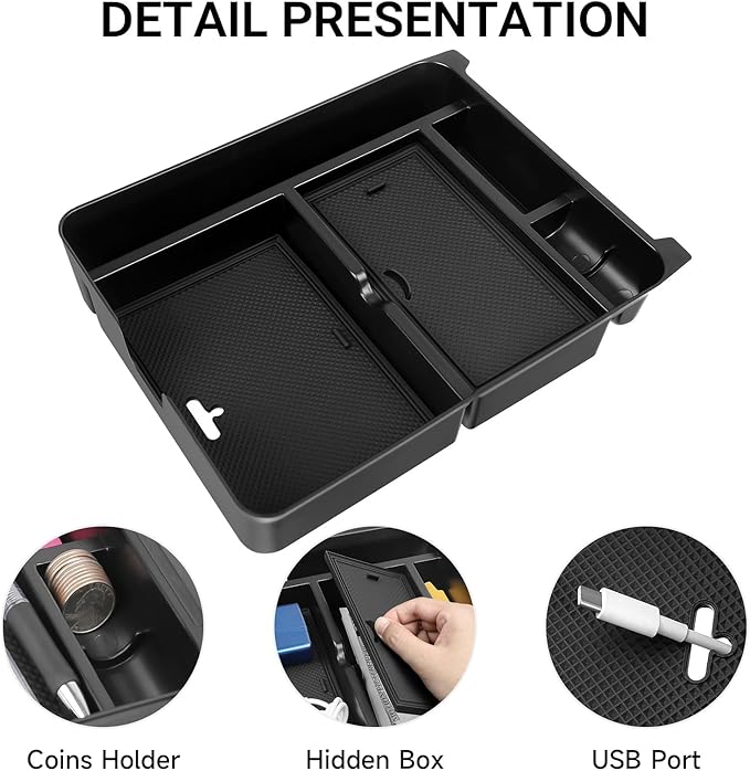 YOJOJOCO 2PCS Center Console Organizer Compatible with Honda 2023-2025 2026 Pilot ＆ 2024-2026 Ridgeline ＆ 2024-2026 Passport Accessories Hidden Storage Box Insert Tray