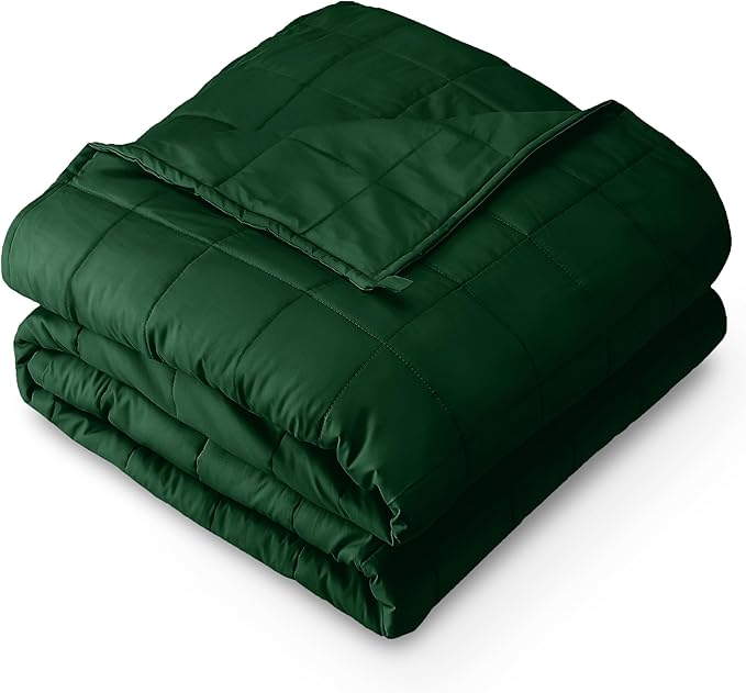 Bare Home Weighted Blanket Full or Queen Size 15lb (48" x 72") for Adults - All-Natural 100% Cotton - Premium Heavy Blanket Nontoxic Glass Beads (Forest Green, 48"x72")
