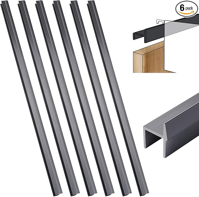 Leinuosen 6 Pcs File Cabinet Rails PVC Hanging Black Document Cabinet Rails for Drawer Sides Letter Size Office File Drawer Holder Organizer Storage, 15.8 Inches Long(1/2 Inch Wide)