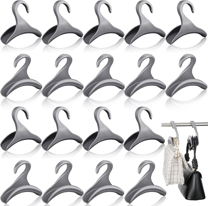Maitys 18 Pcs Purse Hanger Hook Acrylic Bag Rack Holder for Bag Hanger Handbag Tote Hook Closet Organizer Storage Over The Closet Rod Backpacks Satchels Crossovers Tote (Gray)