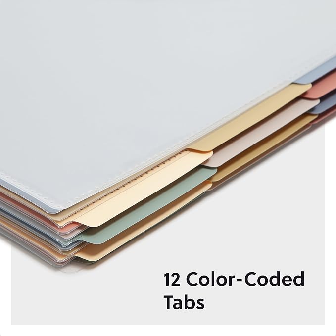 Smead Project Organizer, Office Supplies, 24 Pockets, Clear Cover with Assorted Bright Tabs, Tear Resistant Poly File Organizer, Document Organizer with 1/3-Cut Tabs, Letter Size (89213) (Pack of 10)