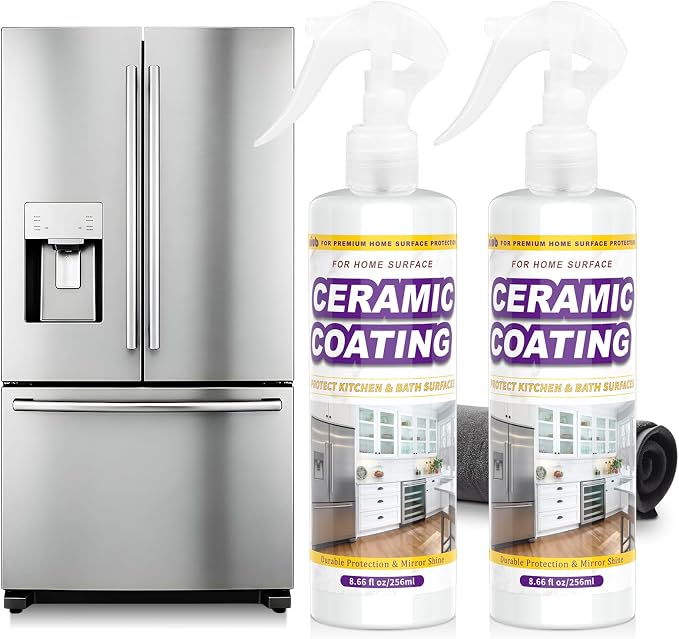 Ceramic Coating Spray for Kitchen Appliances and Stainless Steel | 17.3oz Anti Fingerprint Spray, Cerami Coat for Appliances, Long-Lasting Multi-Surface Shine, Fingerprint Resistant for Stoves