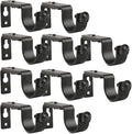 Eau 10 Pieces of Adjustable Black Curtain Rod Brackets, Heavy Duty Single Curtain Rod Holders for Maximum 1 Inch Rod, Wall-Mounted