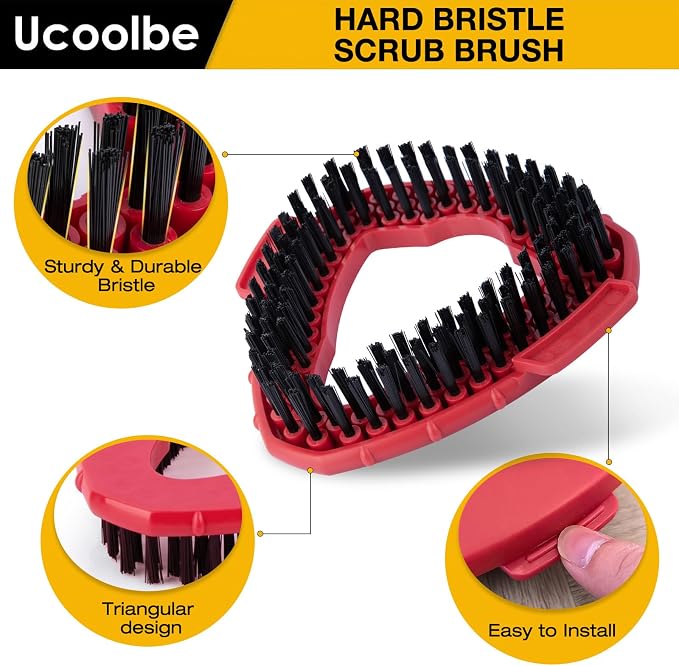 Scrubber Mop Head for O-Cedar EasyWring 1-Tank Mop Head, 2-Pack Scrub Brush | 2 Spin mop scrub brush only; not for RinseClean 2-Tank. Firm nylon bristles clean grout, tile, toilets, decks, glass & walls.