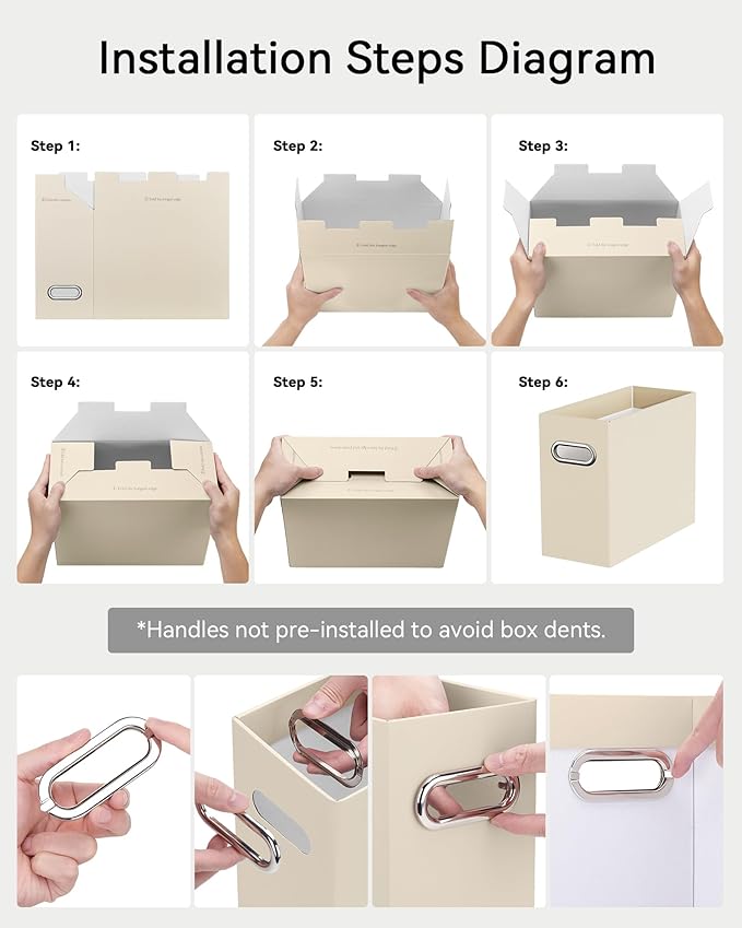 Oterri Cardboard File Organizer Box for Hanging File Folders Letter Size,File Box for Computer Desk,File Cabinet,Working Home,Office,Classroom (Beige, Letter Size - 2 Packs)