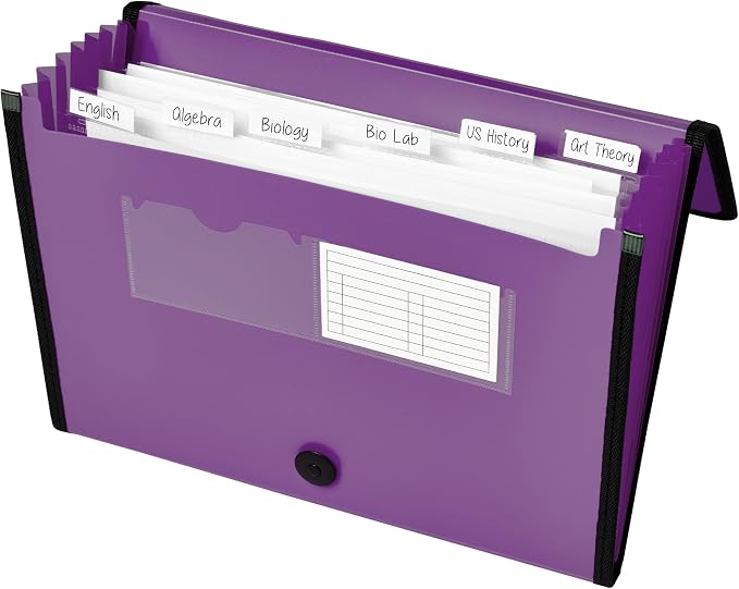Avery Expanding File Folder Organizer, 7-Pocket Accordion File Organizer, Plum, Holds 425 Letter/A4-Size Sheets (73552)