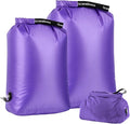 Travel Compression Laundry Bag, Pump-Free Vacuum Space Saver Bag for Dirty Clothes, Reusable Waterproof Wet Dry Bag, Travel Laundry Bag for Luggage, Packing, Suitcase (2 Pcs)（Purple, M + L)