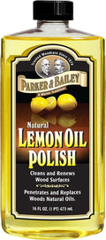 Parker & Bailey Lemon Oil Polish, Natural Lemon Scented Furniture Cleaner & Wood Table Cleaner, Renews & Restores a Finish for Woods, Protects from Drying or Cracking, Leaves a Shiny Finish, 16 oz