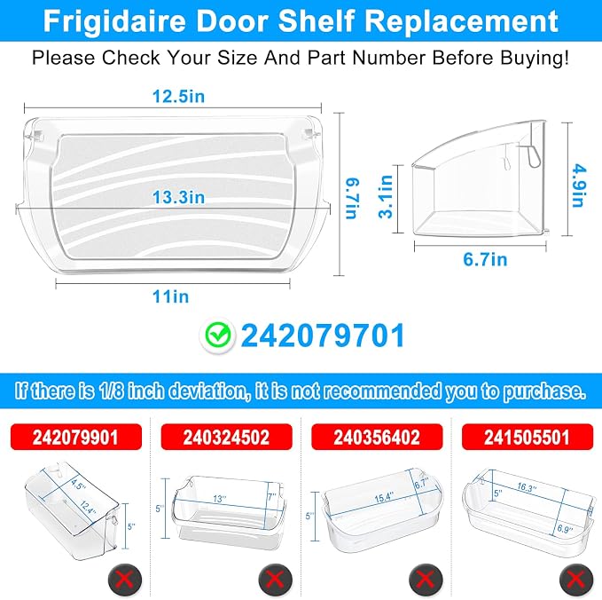 UPGRADED 242079701 Refrigerator Door Bin Compatible with Frigidaire Kenmore Refrigerator Door Shelf Replacement 242011501 242011503 242011504 LFHG2251TF5 LGHD2369TF FFHB2750TS FGHB2868TF Door Shelves