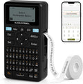 SUPVAN E11 Keyboard & Bluetooth Label Maker Machine with Tape, Black | Rechargeable, Versatile App with 30+ Fonts and 660+ Icons, Minimal Margin, Inkless, for School, Home, Kitchen, Office