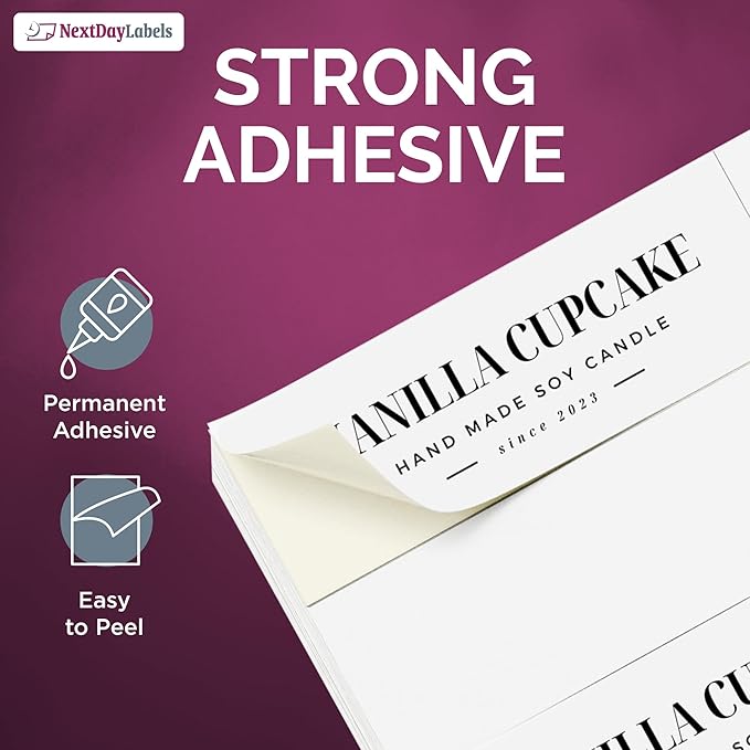NextDayLabels 2.83x1 Inch Rectangle Stickers White Blank Labels for Laser Inkjet Printer - 33 Per Sheet Self-Adhesive Address Mailing Barcode Made in USA - 825 Labels