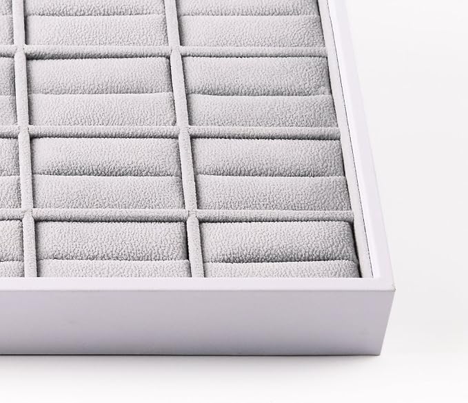 Oirlv Leather Ring Display Tray White | Holds Rings Securely, Elegant Presentation for Large Collections
