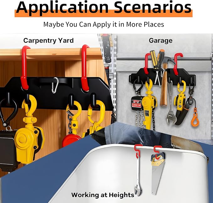 Lineman Tool Board, Line Work Bucket Accessories with 2PCS 3" and2 PCS 2" Aerial Bucket Hooks, Truck Hook Organizer for Heavy Duty Trucks Tool and Lineman