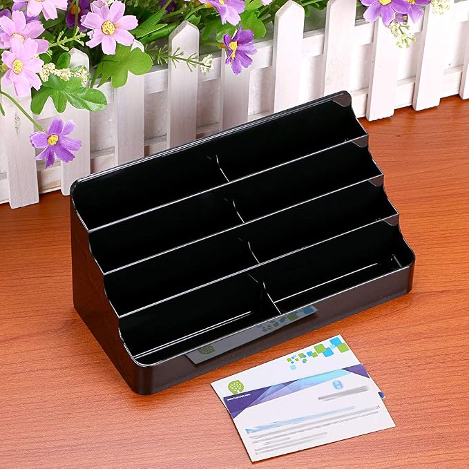 Hipiwe 2-Pack Acrylic Business Card Holder Card for Desk, 8 Pockets | 4-Tier Black Business Card Display Stand, Office Desktop Name Cards Organizer, Fits 480Pcs Business Cards