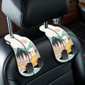 Blusabaca 2PCS Car Seat Headrest Hooks, Purses Bags Holder, Sunrise | PU Leather, Double Metal Back Storage Hangers for Grocery Bags Handbags Bottles Coats Phones, Car Accessories Organization