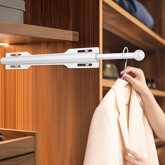 12" Valet Rod for Closet Pull Out (1 Pack, White)