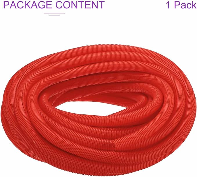 DMiotech 100ft Wire Loom Split Tubing 1 1/4 Inch(31.8mm) ID, Cord Protectors from Pet Flexible Conduit Cable Management for Office Home Garden, Red