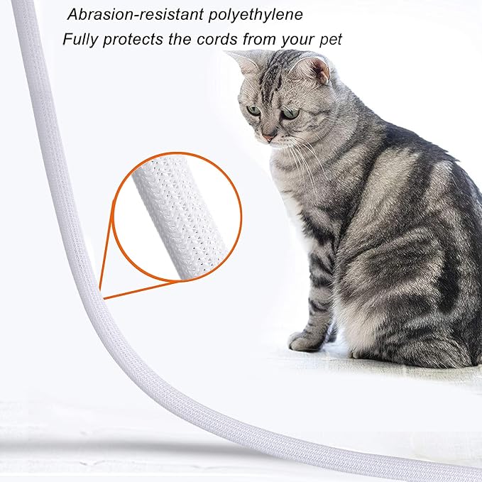 Cable Management Sleeve, Split Design, 25FT - 1 Inch, White | Cord Protectors from Pets | Heat & Abrasion Resistant Wire Loom | Automotive Wiring & Home Office Cable Organization