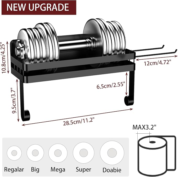 ZUNTO Strong Magnetic Paper Towel Holder for Fridge, Multifunctional Spice Rack Organizer with 2 Detachable Hooks, No Drilling Kitchen Storage for RV & Bathroom, Black