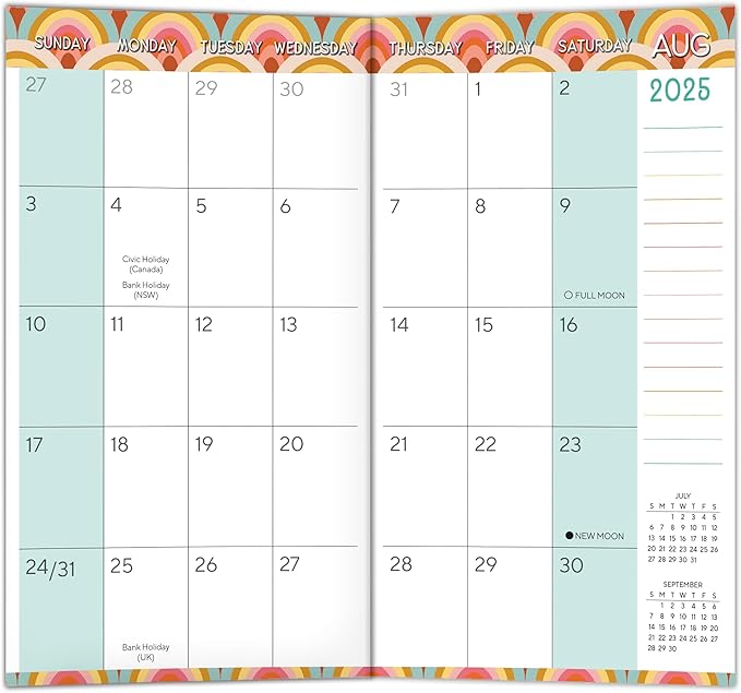 2026 Pocket Planner: 2-Year-Plus Monthly Pocket Calendar Planner (24-Month): January 2026 - December 2027, Purse Size 6.5" x 3.5", Endless Rainbows