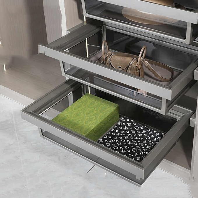 Pull Out Cabinet Storage Basket,Telescopic Coat Drawer for Kitchen,Stackable Detachable Baskets Closet Storage Box,for Kitchen Office Wardrobes Cupboard Storage(Color 1,47x66x18cm)