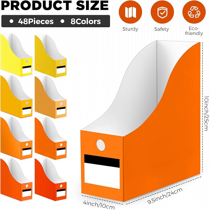 Jutom 48 Sets Cardboard Magazine Holders with Labels for Office,Yellow