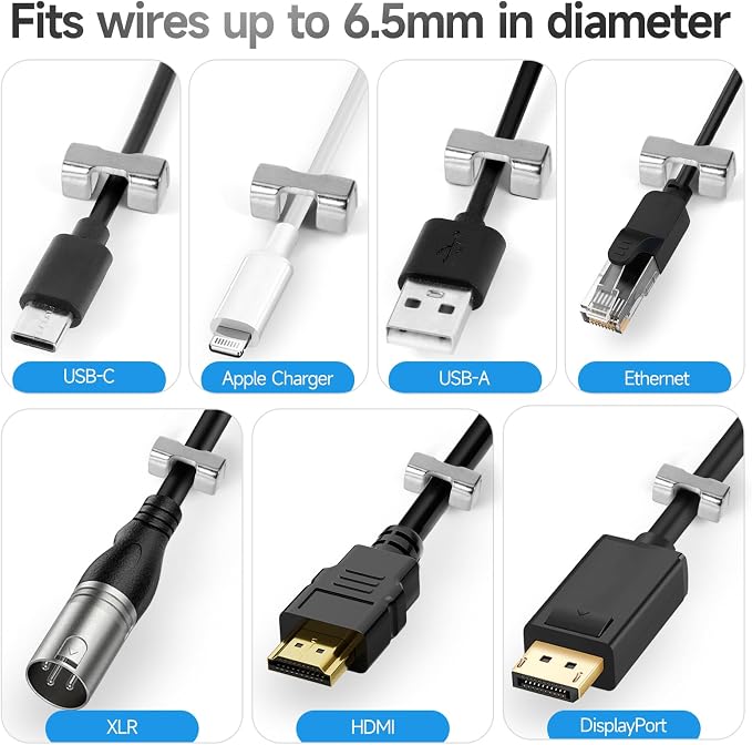 10 Pack Magnetic Cord Organizer Holder, Strong Magnet Cable Clips | Wire Management for Desk, Under Desk, Nightstand, Office, Car, Kitchen, Adjustable