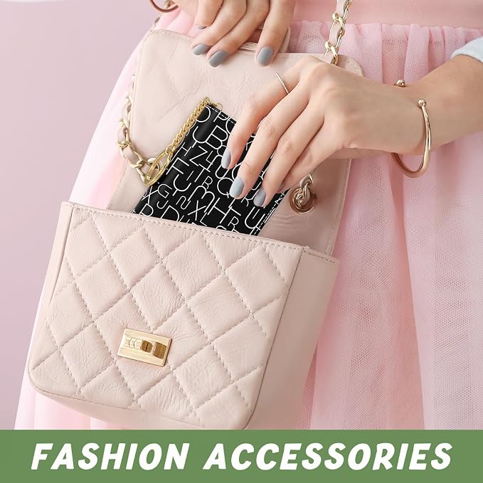 Aiawoxc Credit Card Holder, Small RFID Wallet Slim Leather Card Organizer Case with Zipper and Keychain, Fashion Alphabet