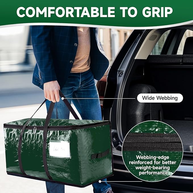 CONGREGATE 8-Pack Heavy Duty Dark Green Moving Bags with Zippers and Handles, Heavy Duty Storage Handbags for Space Saving, Made of PE, 97 Liters/25.6 Gallons (28.7 inches x 13.7 inches x 15 inches)