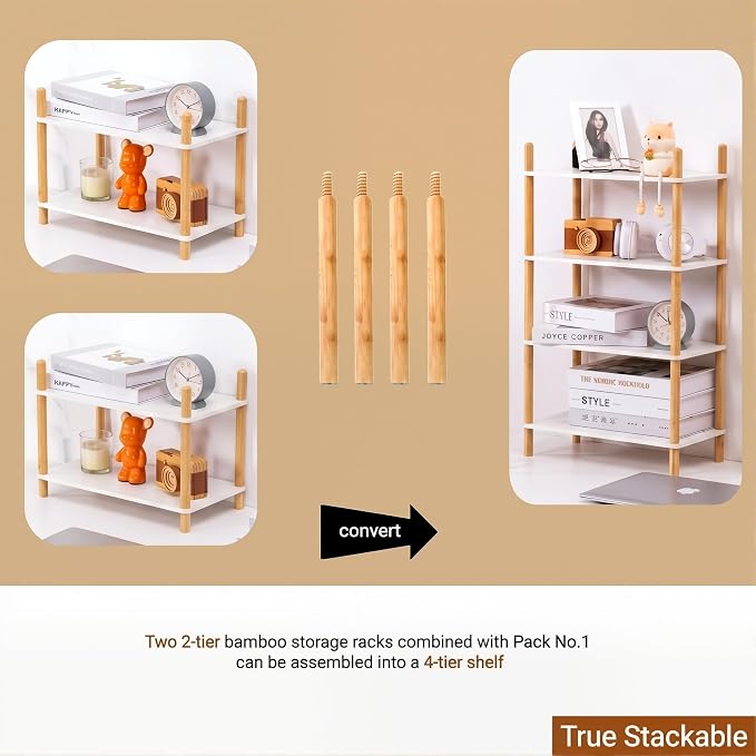 3-Tier Bamboo Coffee Bar Organizer,Coffee Bar Accessories, Mul-tifunctional Wooden Beaded Coffee Station Countertop Stand Shelf for Kitchen Home Office,Counter Riser Display Shelf for Top of Desk Home