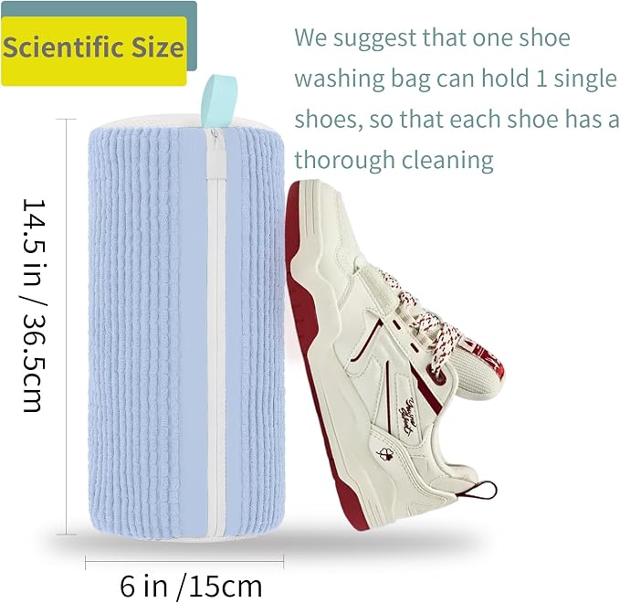 Shoe Washing Machine Bag Laundry Shoe Bag for Washer and Dryer Reusable 2pc Shoe Cleaning Bags for Sneakers 360° Deep Cleaning Machine for All Shoes Types With Invisible Zipper