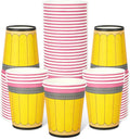 Whaline 50Pcs Back to School Paper Cups 9 Oz Yellow Pencil Design Disposable Cups for Coffee Tea Snacks Classroom First Day of School Party Supplies