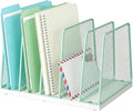 AUPSEN 5-Section File Organizer for Desk, Wood Mesh Desktop File Organizer, File Sorter Storage Rack, Vertical Folder Holder for Files, Magazines, Books (Green)