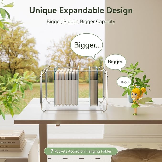 EcoStash Wheat Straw Expanding Hanging File Folders,1.2" Accordion Pockets File Organizer, Large Capacity,Letter Size for Filing Cabinet,100% BPA Free, Return to Nature, Healthy Living-Sky Blue