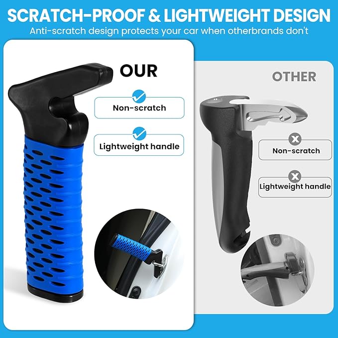 CAidRE Elderly Car Door Handle Assist Support - Auto Grab Cane for Seniors & Handicapped, Portable Mobility Aids for Getting Out of Car- Blue, 2 Pack