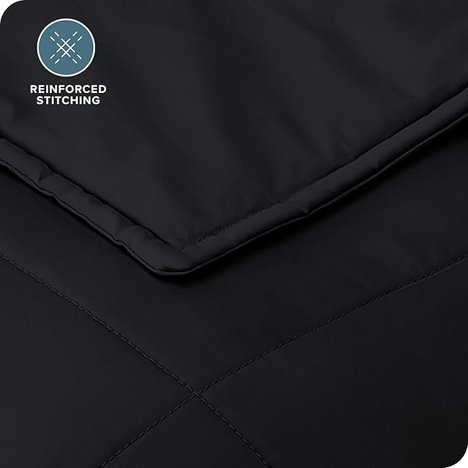 Bare Home Weighted Blanket Full or Queen Size 12lb (48" x 72") for Adults - All-Natural 100% Cotton - Premium Heavy Blanket Nontoxic Glass Beads (Black, 48"x72")