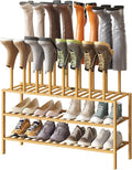 kiplant Tall Boot Rack Organizer - 8 Pair Boot Rack Bamboo Wood Shoe Rack for Entryway & Closet, Holds Tall Boots