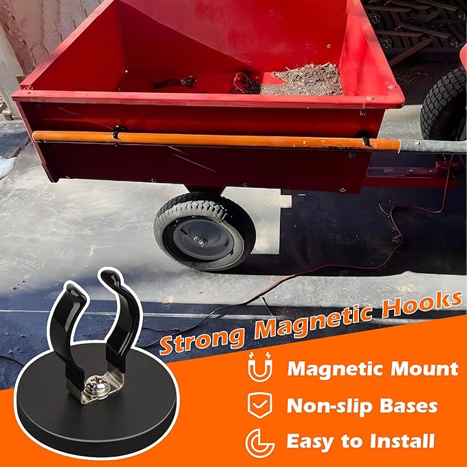 MUTUACTOR 4PCS Universal Magnetic Hooks,Anti-Slip Magnetic Mount Heavy Duty Hooks for Flashlight Holder,Large Opening Durable Magnets Flexible Clamps for Garage Organize Garden Workshop Tools Storage