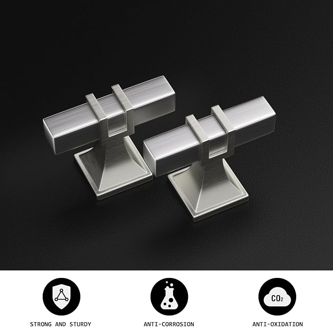 10 Pack Cabinet Knobs Brushed Nickel Drawer Knobs - Silver Cabinet Knobs Kitchen Cabinet Hardware Solid Dresser Knobs for Kitchen