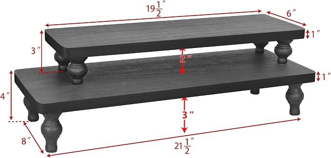 Ikee Design 2 Pcs Set Wooden Display Riser, Cupcake Dessert Display Riser | 2-PIECE COUNTERTOP RISERS: Black wooden stands add height to cupcakes, serving displays and farmhouse décor.