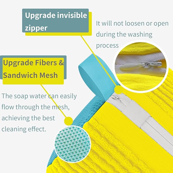 Shoe Washing Machine Bag Laundry Shoe Bag for Washer and Dryer Reusable 2pc Shoe Cleaning Bags for Sneakers 360 Deep Cleaning for All Shoes Types with Invisible Zipper