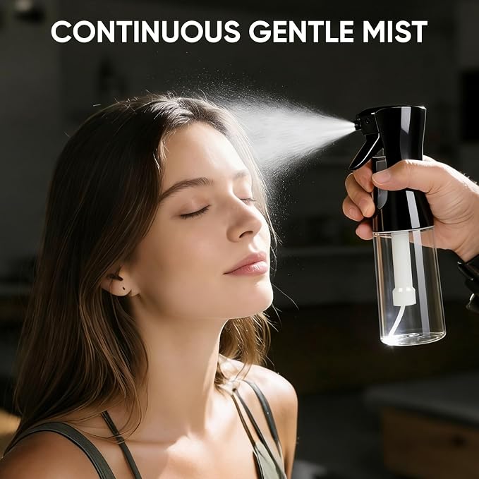 Continuous Spray Bottles, Ultra Fine Mist Sprayer, Spray Bottle For Hairstyling, Cleaning, Plants, Pets, Barbers, Salons (Black)
