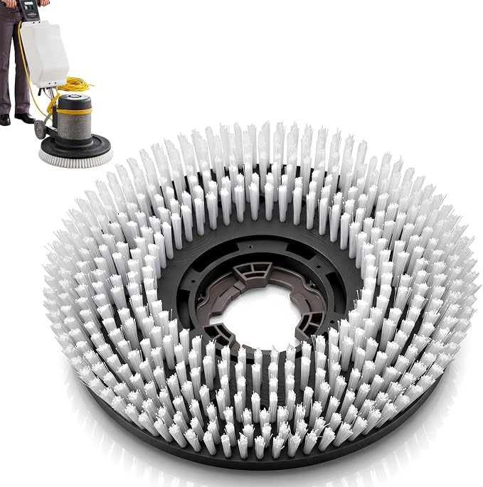 Floor Scrubbing Brush for 17 Inch Rotary Floor Machines,with Buckle | Commercial Stiff Nylon Bristle Brush Replacement for Stripping & Deep Cleaning Concrete, Tile, Marble, Garage