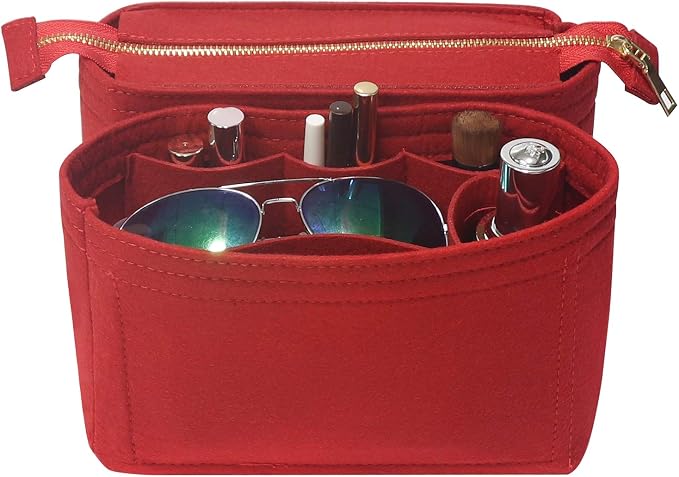 Bag Organizer, Bag Shaper Purse Insert Felt Organizer Fit in NeoNoe Noé and other Bucket Bags - red