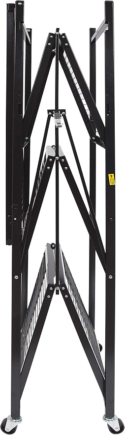 Origami R5 4-Shelf Heavy-Duty Folding Storage Rack, Black – Large Foldable Metal Shelving Unit with Wheels for Garage, Pantry, Basement, Laundry Room or Warehouse