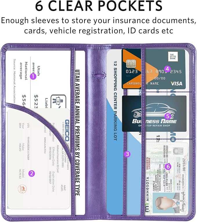 CoBak Car Registration and Insurance Holder | Vehicle Glove Box Organizer, Auto Truck Compartment Document Case with Magnetic Closure for Insurance & Driver License