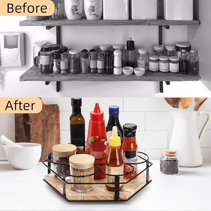 Cididu Rotating Coffee Syrup Organizer 7 Bottles, Coffee Syrup Rack Stand for Countertop, Tumbler Bottle Storage Holder, Turntable Wine Display Lazy Susan Tray for Coffee Bar Station, Kitchen, Pantry
